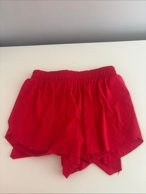 Amazon Red Layered Elastic-Waist Girls' Shorts